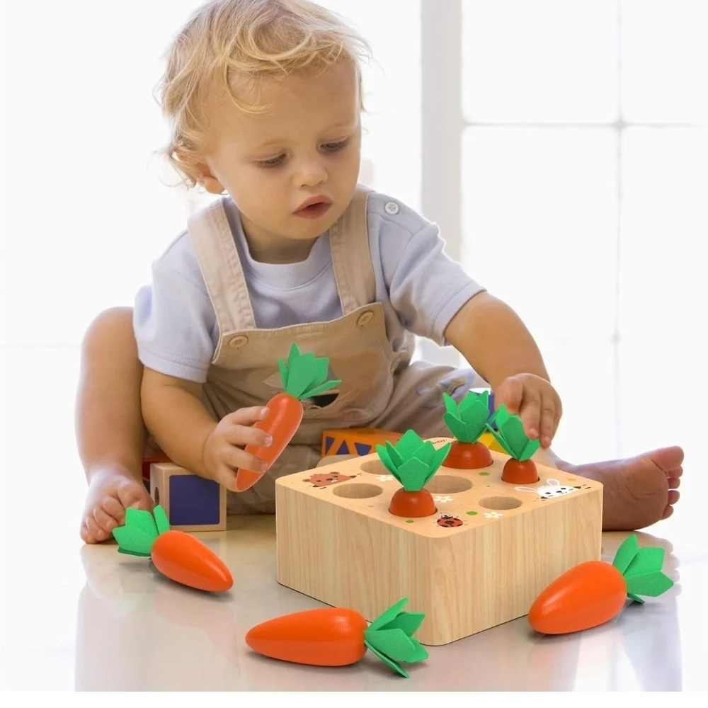 Interactive Wooden Carrot Game for Kids